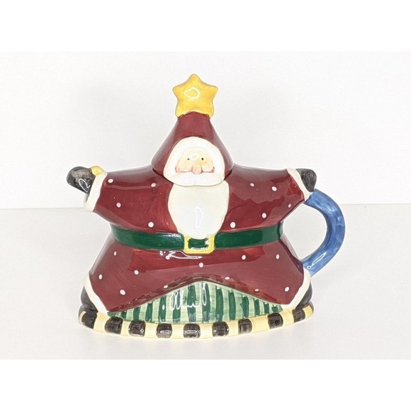 Sakura Debbie Mumm Santa Star Mini Teapot 2 Cup Flawless Christmas - Picture 3 of 7